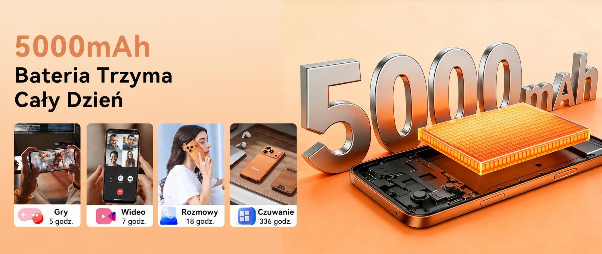 Telefon komórkowy Blackview WAVE 7C 2026 bez umowy, 6,56", Android 16, 16 GB + 64 GB / karta TF do 2 TB, Face ID, bateria 5000 mAh, aparat 32 MP, dwie karty SIM, Wi-Fi 5, IP54