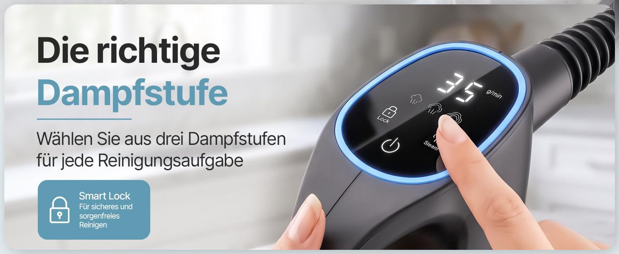 Olvy 12-in-1 Hand-Dampfreiniger mit Touchscreen – Handdampfreiniger Für Bad, Küche, Sofa & Möbel