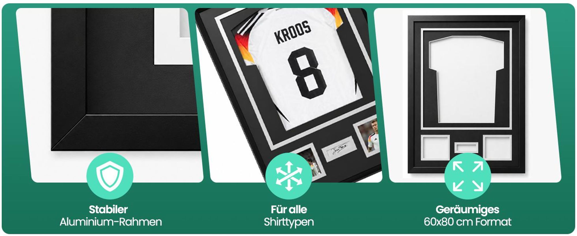 Avalo Objektrahmen Aluminium - Einrahmung Fußballtrikot - 3D Box Frame - 60x80 CM - Schwarz - Deep Frame - Trikot Einrahmung in Bilderrahmen
