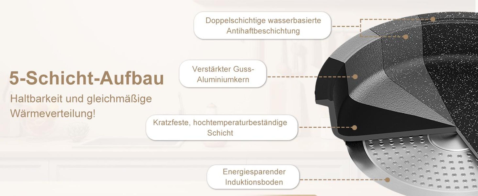 10-TLG Topfset Induktion mit Abnehmbarer Griff,Pfanne 24/28cm,Milchtopf 16cm,Kochtopf 20/24/28cm,Stapelbar für alle Herdarten,Ofenfest,Schwarz