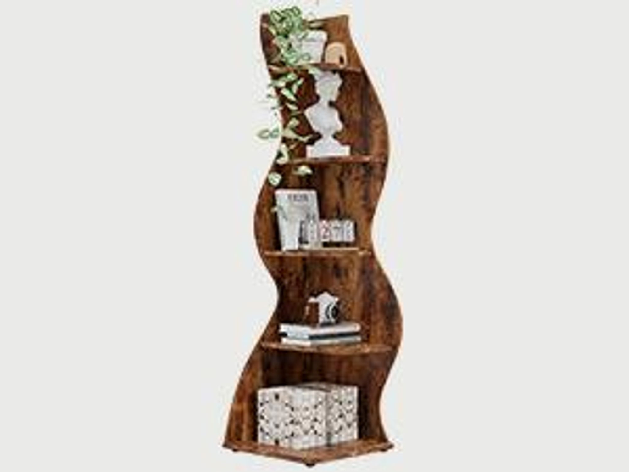Tribesigns Eckregal, 183 cm hoch, Lagerregal, Bücherregal, Pflanzenständer, Organizer-Einheit, 5 Stufen, Modern, für Zuhause, Büro, Wohnzimmer, Braun