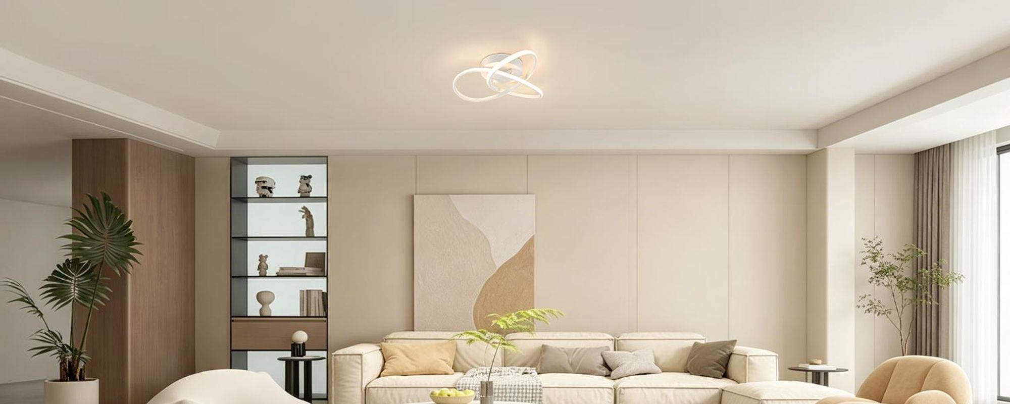ZMH LED plafoniera Dimmerabile con telecomando Lampada da soffitto 40CM 33W Moderna lampada di design bianco geometrico per soggiorno camera da letto cucina corridoio