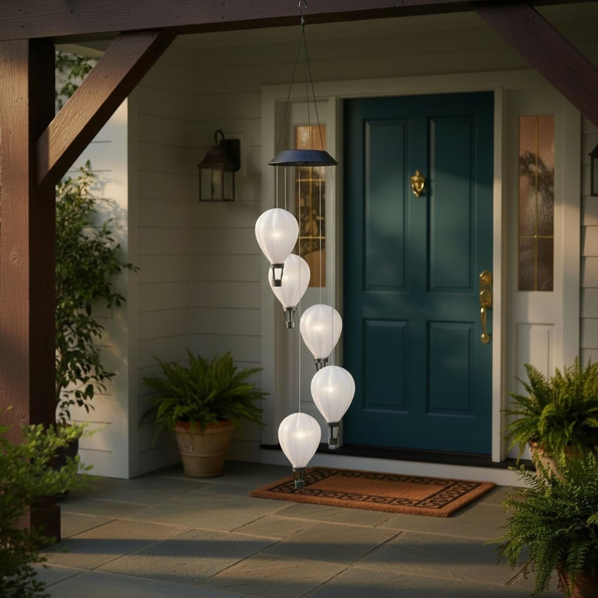 Windspiel Luftballon Heißluftballon LED Solar Lichterkette Gartenbeleuchtung warmweiß