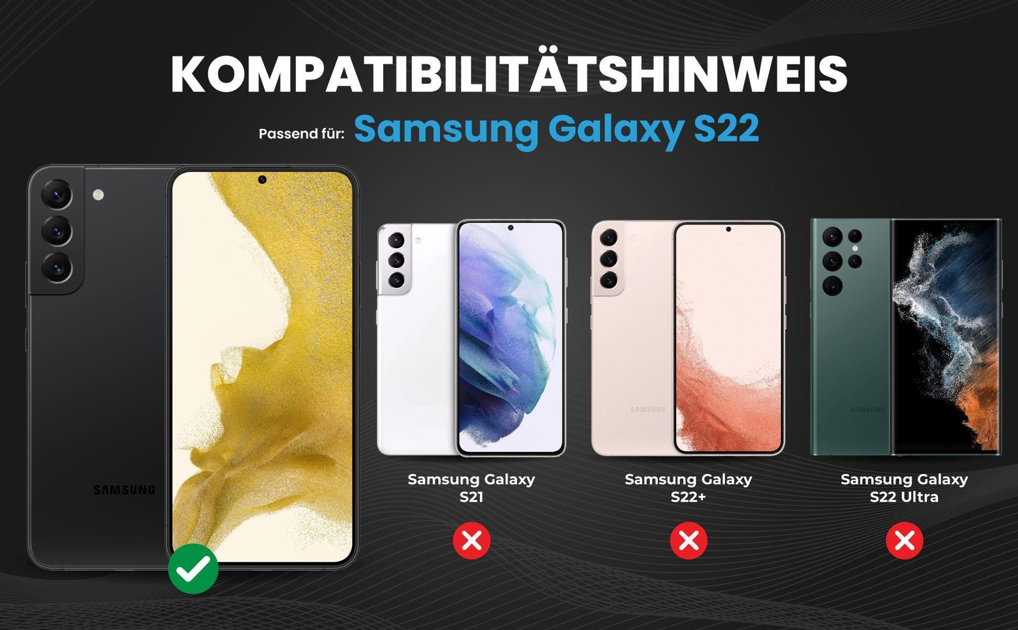 Kompatibilitätshinweise Hülle für Samsung Galaxy S22