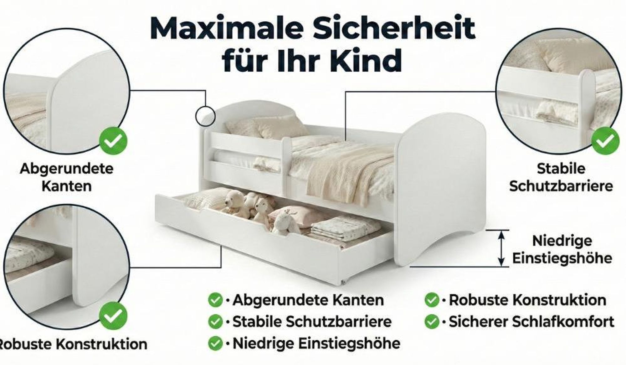 Sicherheit und Komfort zeichnen das Happy-Bett aus.