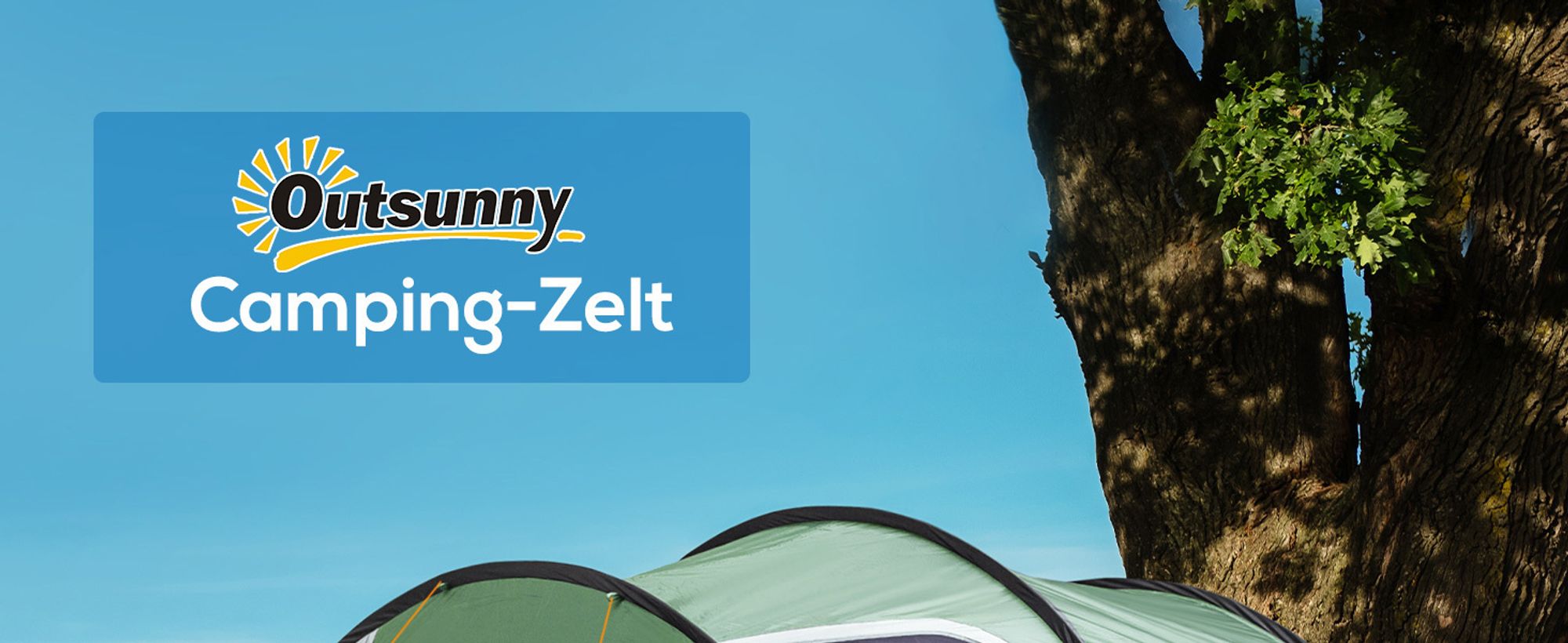 Outsunny Zelt für 2 Personen 190T Tunnelzelt Campingzelt Glasfaser Dunkelgrün