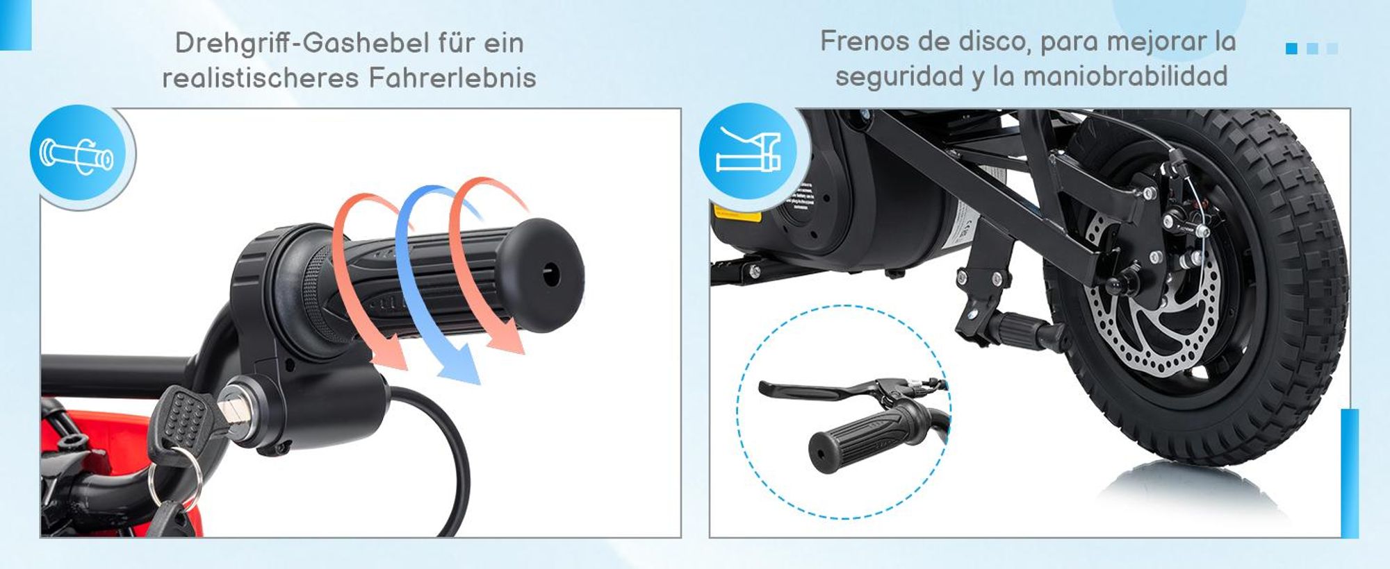 FCH Elektrisches Kindermotorrad, 24 V, 7 Ah, mit Ledersitz, rot