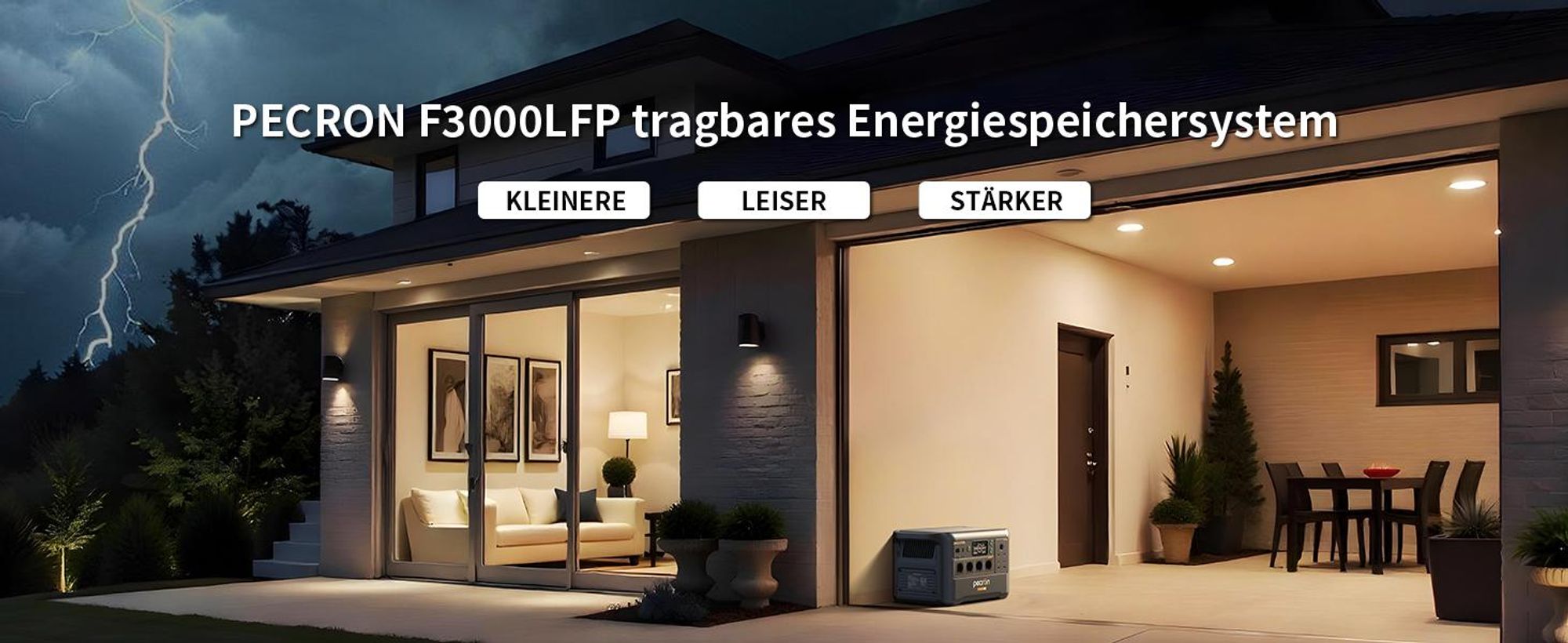 PECRON F3000LFP Powerstation 3072Wh LiFePO4 – 3600W AC, USV, App