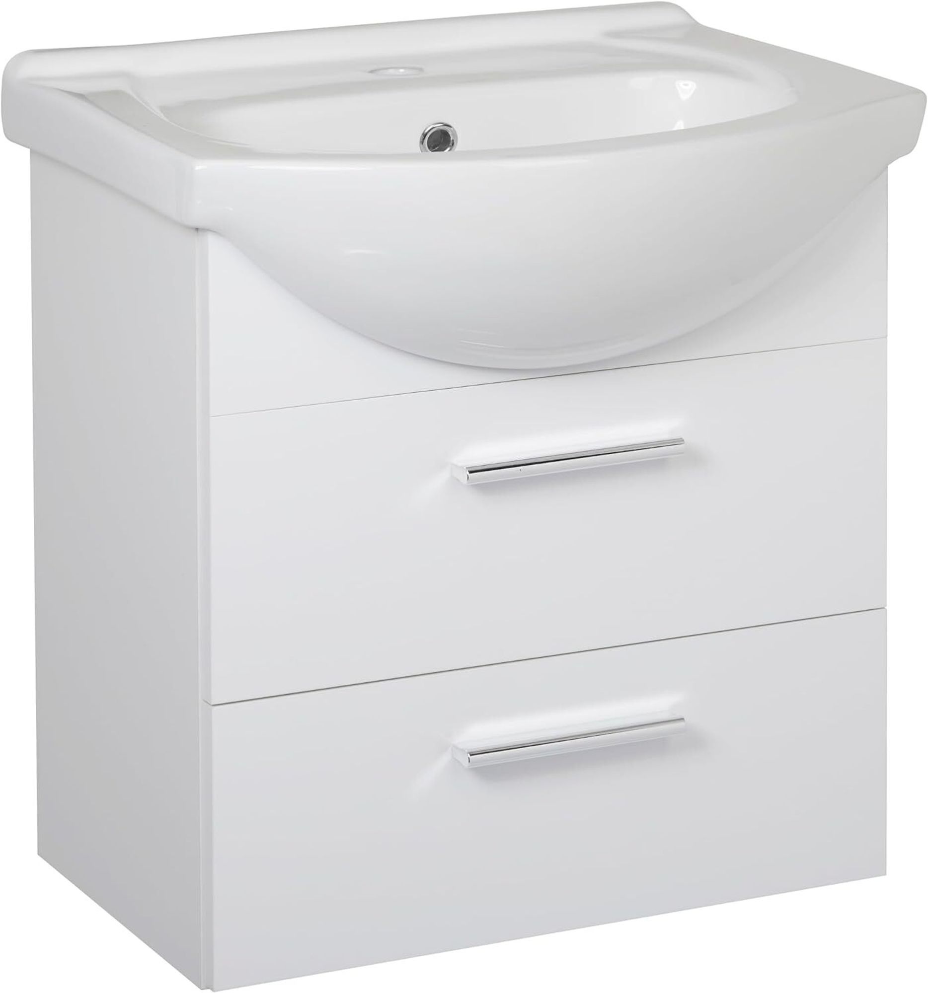 VBChome Badmöbelset 50 cm mit Keramik-Waschbecken und Hängeschrank mit 2 Schubladen – Kompakt, funktional und elegant für kleine Badezimmer