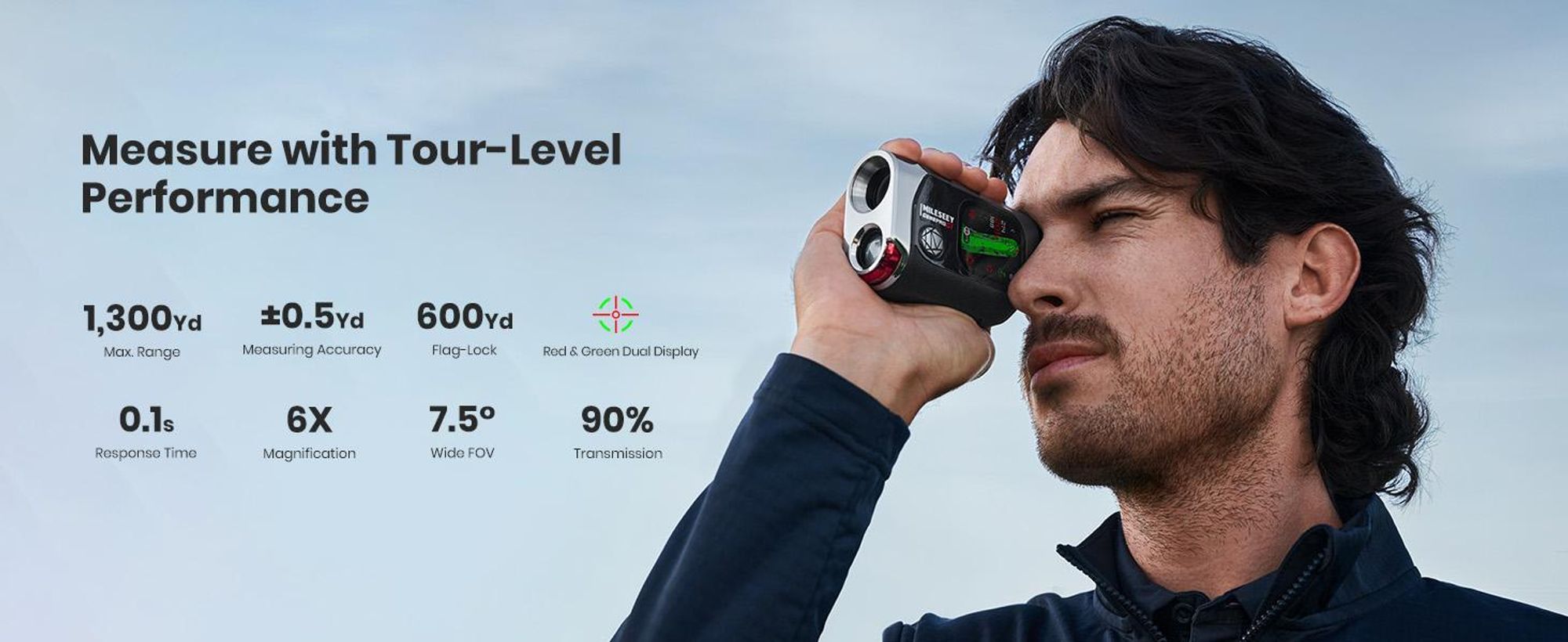 MiLESEEY GenePro G1 Télémètre de golf avec écran tactile GPS, 43 000 parcours, 1200m