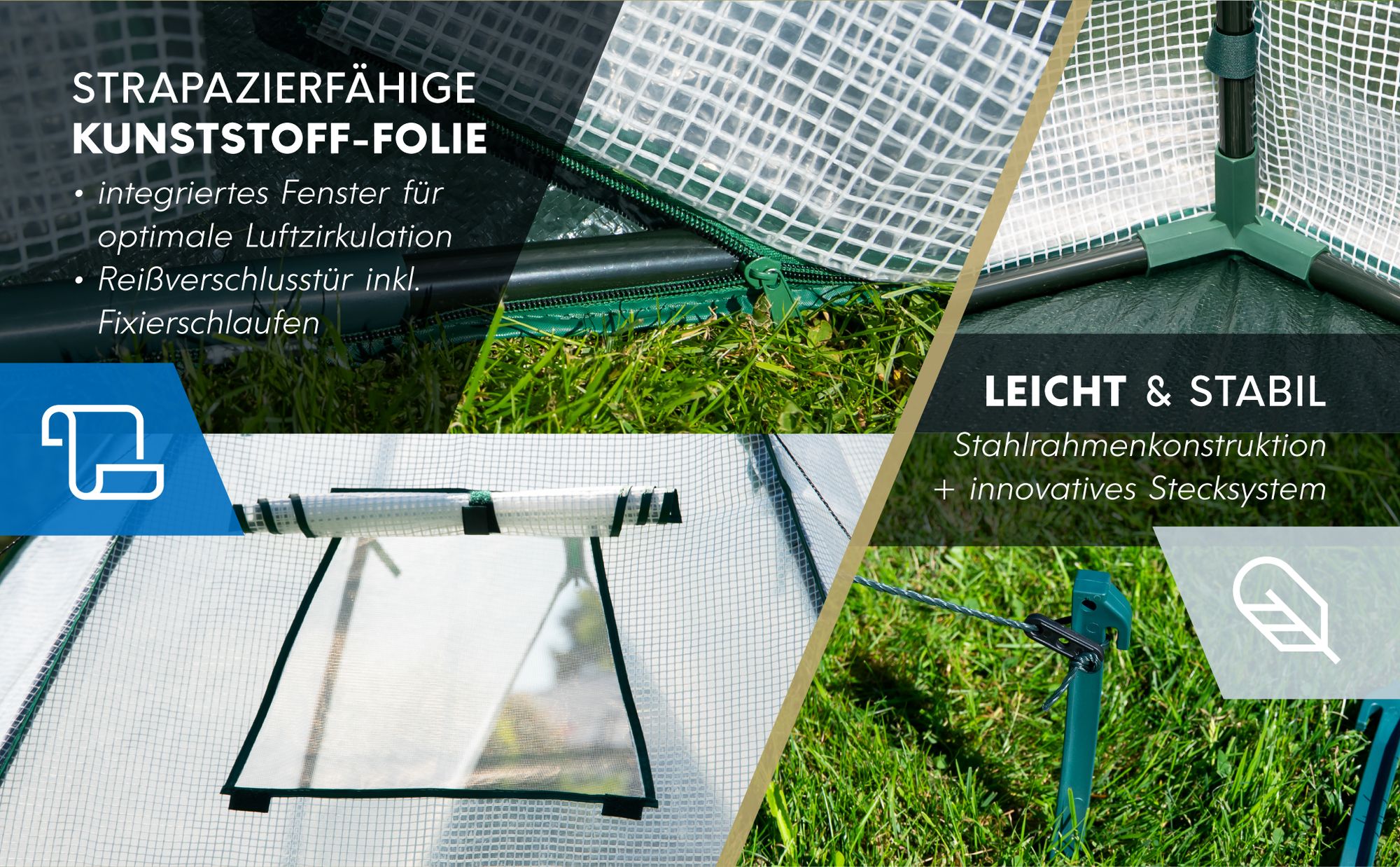 Westmann Überwinterungszelt & Foliengewächshaus Avocado Weiß 250x250x250 cm