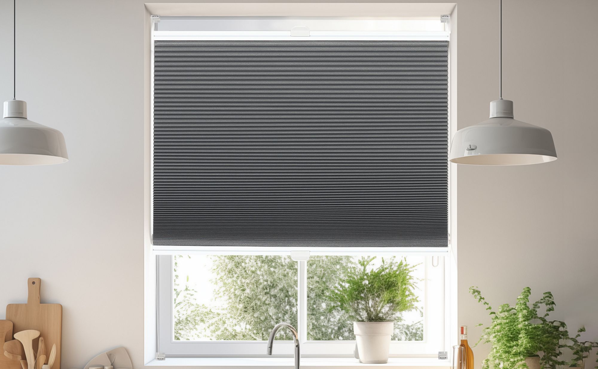 Sekey Wabenplissee ohne Bohren 50×100 cm Doppelplissee Grau-Weiß Plissee Klemmfix 100% Verdunklung & Sonnenschutz Faltrollo Klemmfix für Fenster & Tür