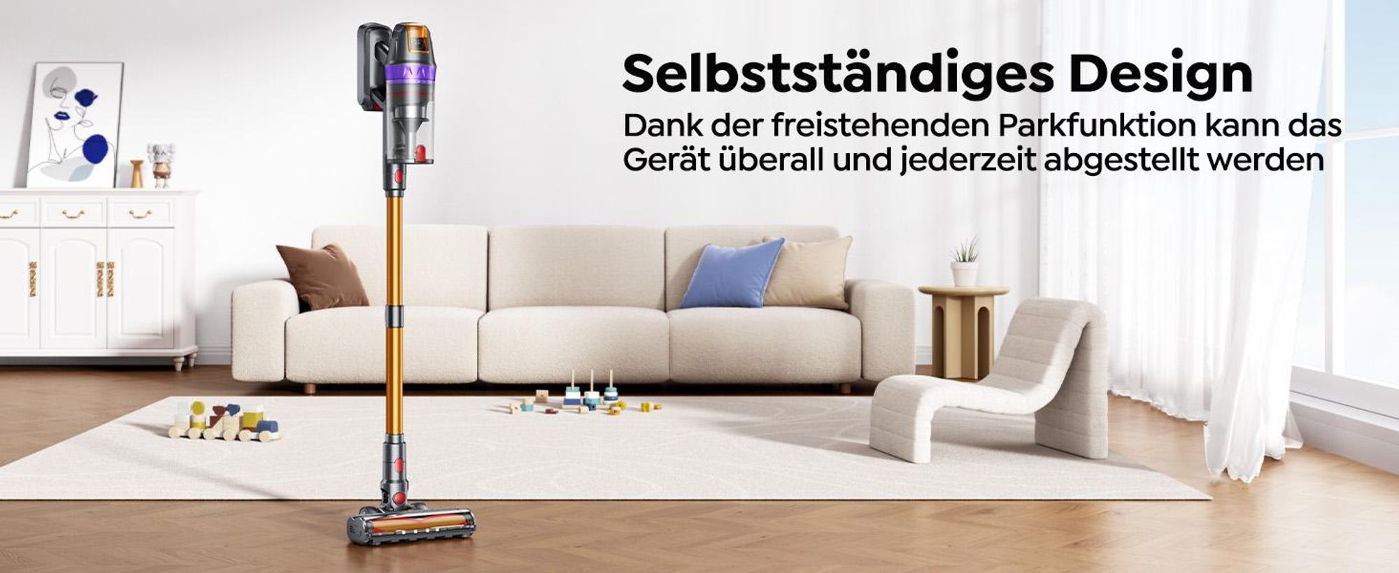 Buture VC90 Akku Staubsauger, 650W/65.000pa Staubsauger Kabellos mit Touchscreen, Bis zu 60 Min Laufzeit, Kabelloser Anti-Tangle-Staubsauger