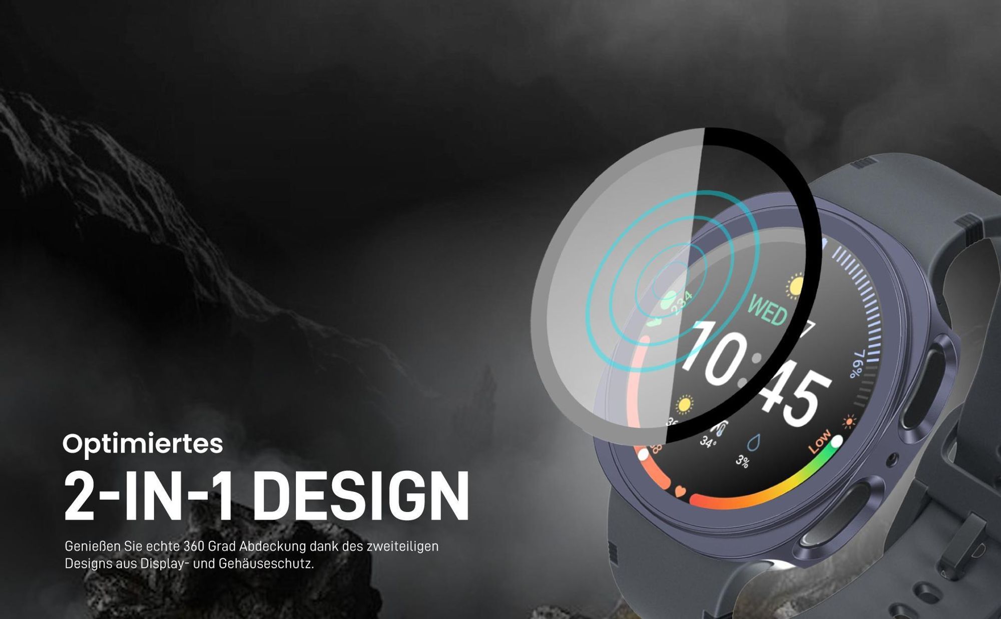 Vollschutz in Rosegold für Samsung Galaxy Watch8 40 mm mit Touchsensibilität