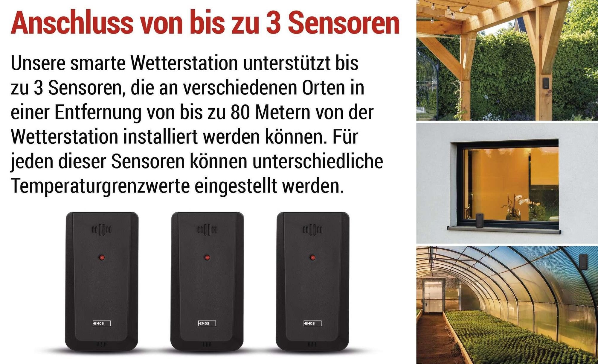 EMOS GoSmart WiFi-Wetterstation mit Funk-Außensensor und App, Farbdisplay, 5-Tage-Wettervorhersage; Tuya, Smartlife kompatibel, inkl. Netzteil, E8610