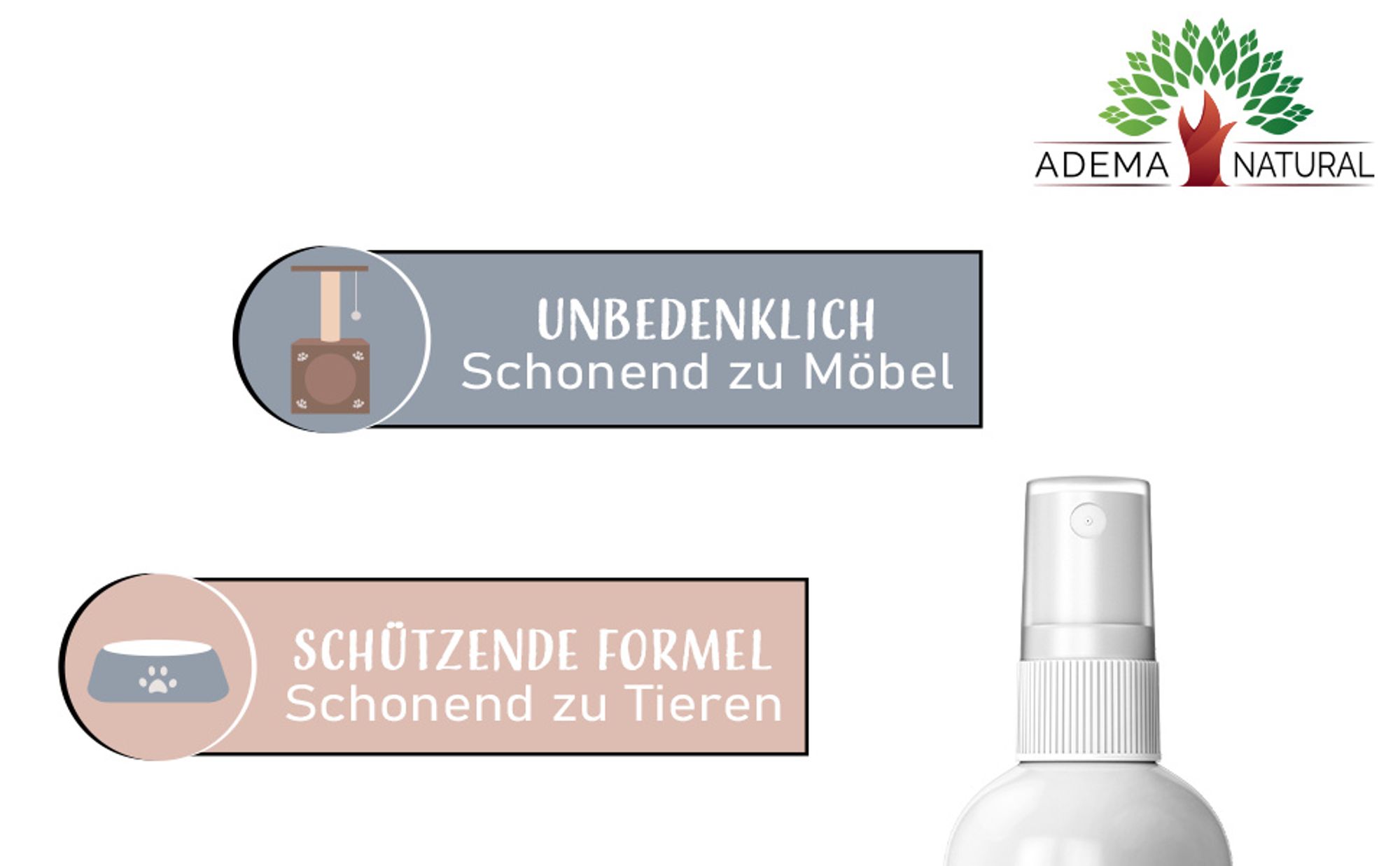 Adema Animal® Katzenschreck Spray – für Innen + Außen – Katzenvertreiber – Abwеhrspray – Erziehungsspray – Anti Katzen – Fernhaltespray Katzenschreck