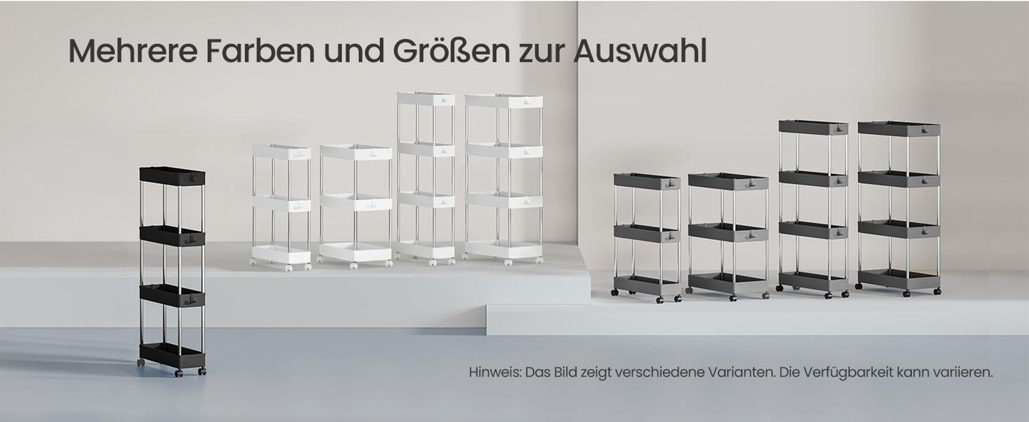 SONGMICS Rollwagen, Küchenwagen mit 4 Ebenen, Küchenregal, taubengrau