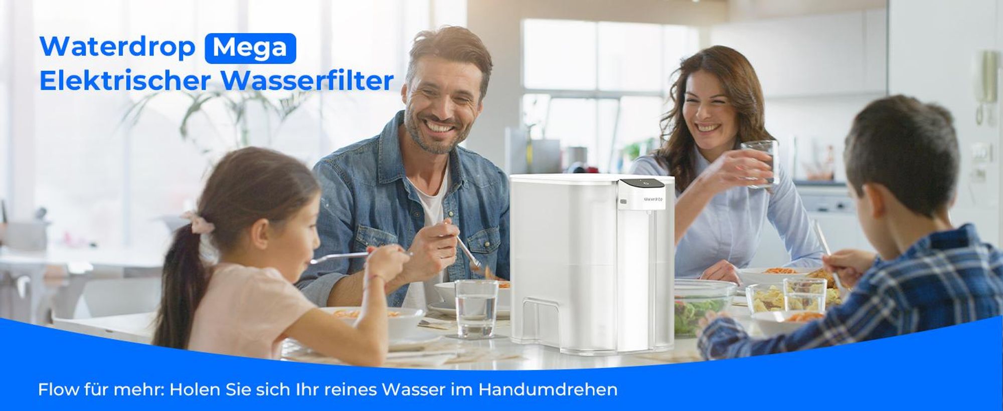 Waterdrop Mega Sofortiger Elektrischer Wasserfilterkrug mit 3 Filter, 6L Wasserfilterkannen, Reduziert Chlor, Blei, Quecksilber, 757 Liter, Weiß