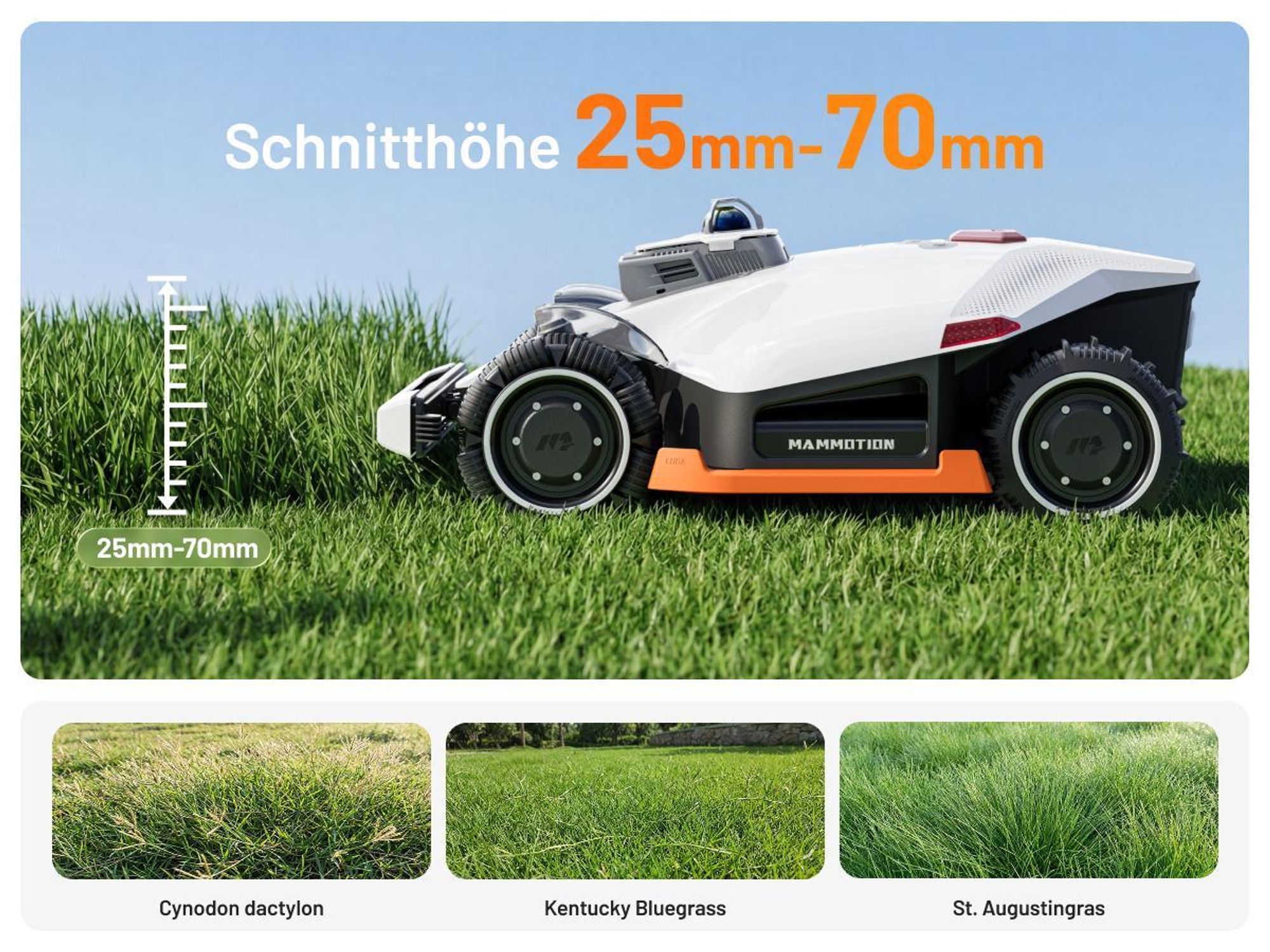 Mammotion LUBA 3 AWD 1500 Mähroboter ohne Begrenzungskabel für 1500m² 360° LiDAR + KI-Vision Rasenmähroboter 80% Steigung bis zu 15 Zonen 4G-Modul APP