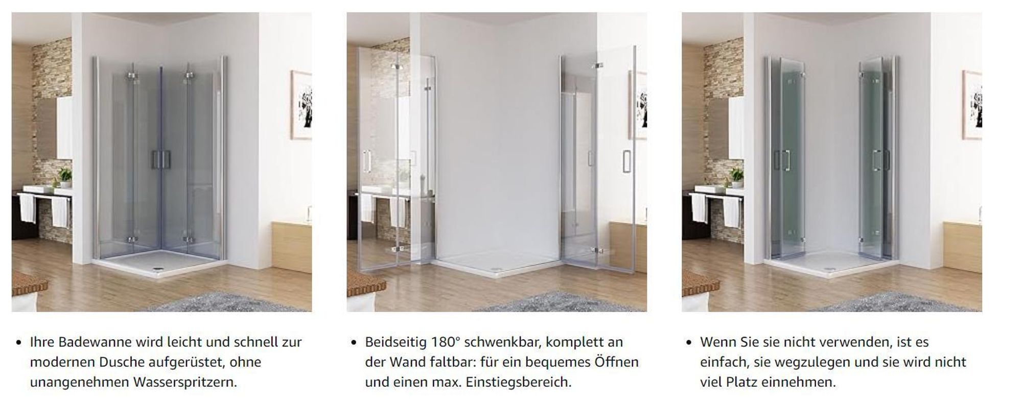MIQU Duschkabine 90x90x195 cm Eckeinstieg Falttür 180º Duschwand Duschabtrennung NANO Glas