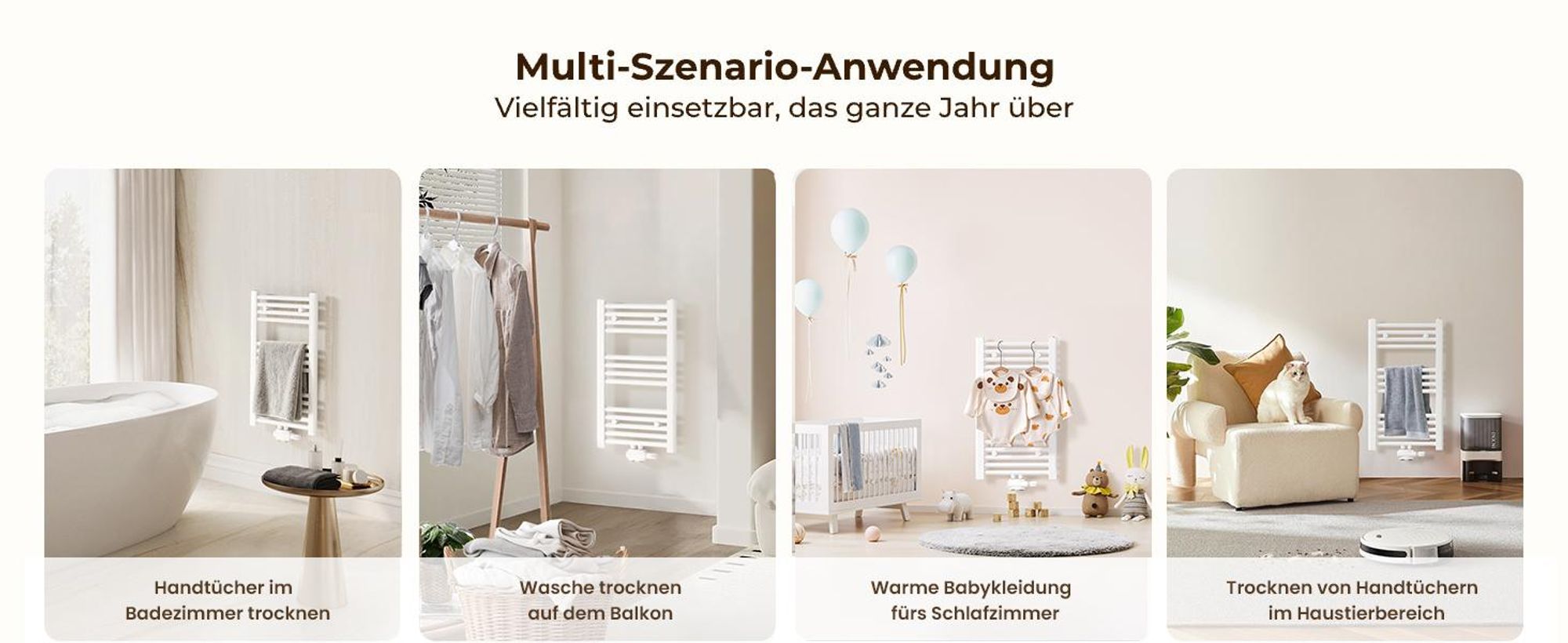 Heilmetz Badheizkörper Weiß 1600x600 mm, Handtuchtrockner aus Q195-Stahl, Mittelanschluss 50mm, 761W Handtuchheizkörper für Badezimmer Ohne heizstab