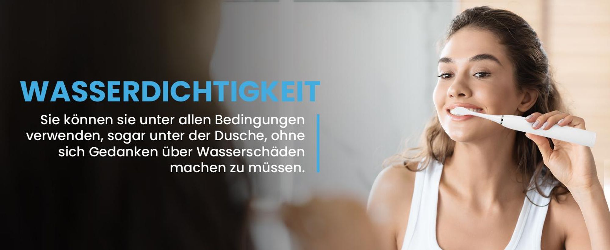 Weiße Schallzahnbürste mit drei Stufen und elegantes Etui