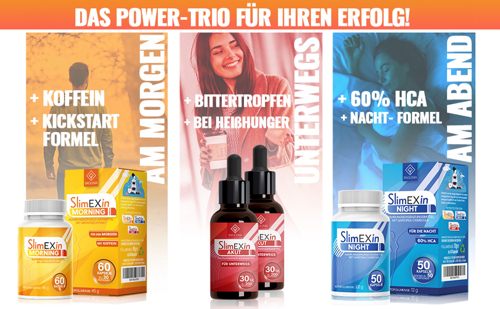Enolenia® SlimEXin Morning Burn - hilft gegen Hungеrgefühl – Appеtitzügler – schnell abnеhmen – natürliche Inhaltsstoffe für Frauen + Männer