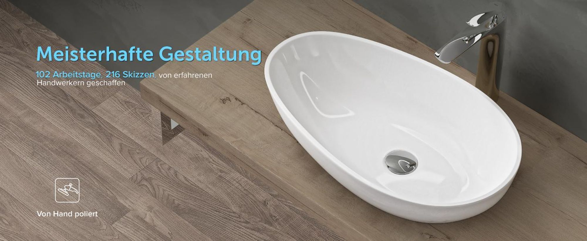 doporro Aufsatzwaschbecken Weiß matt oval BTH: 59,8x36x14 cm Mineralguss Waschbecken ohne Armaturloch Colossum809