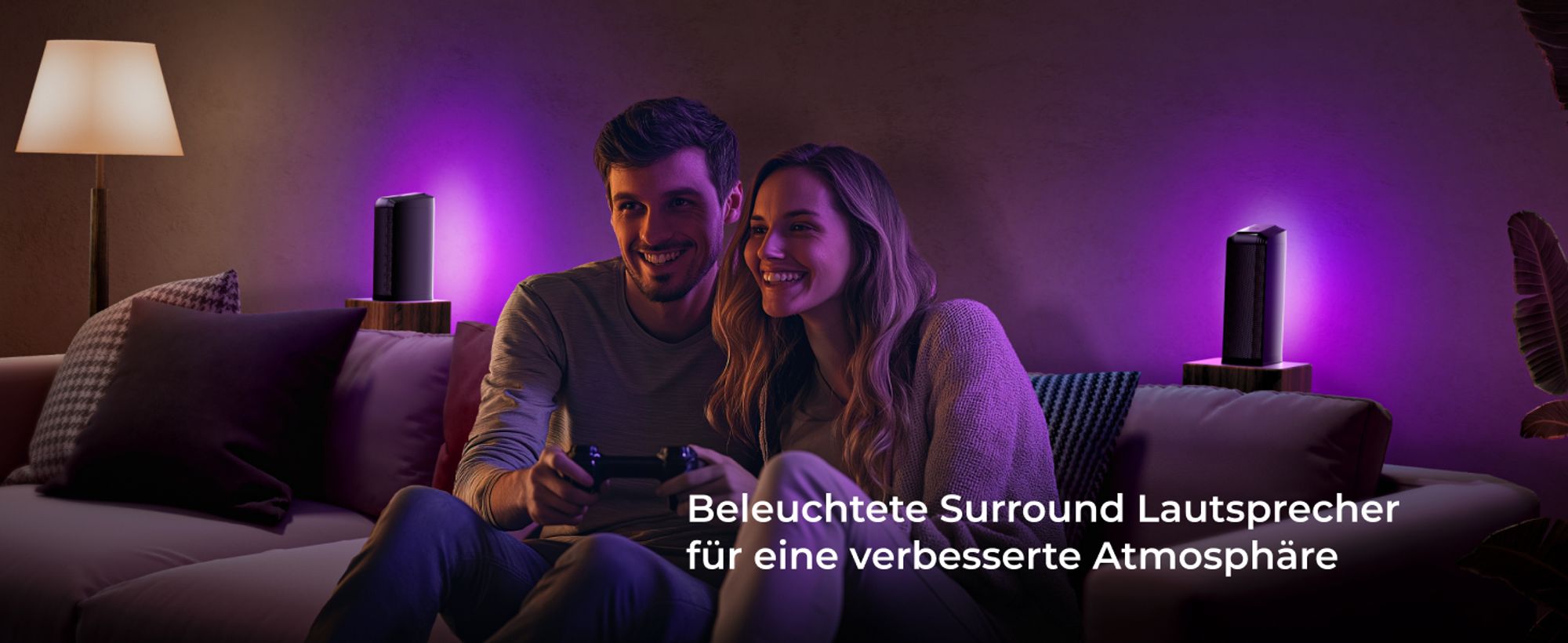 ULTIMEA 7.1ch abnehmbare Soundbar mit RGB Licht, Virtual Surround Sound System mit Subwoofer, 2 Surround Lautsprecher, 410W
