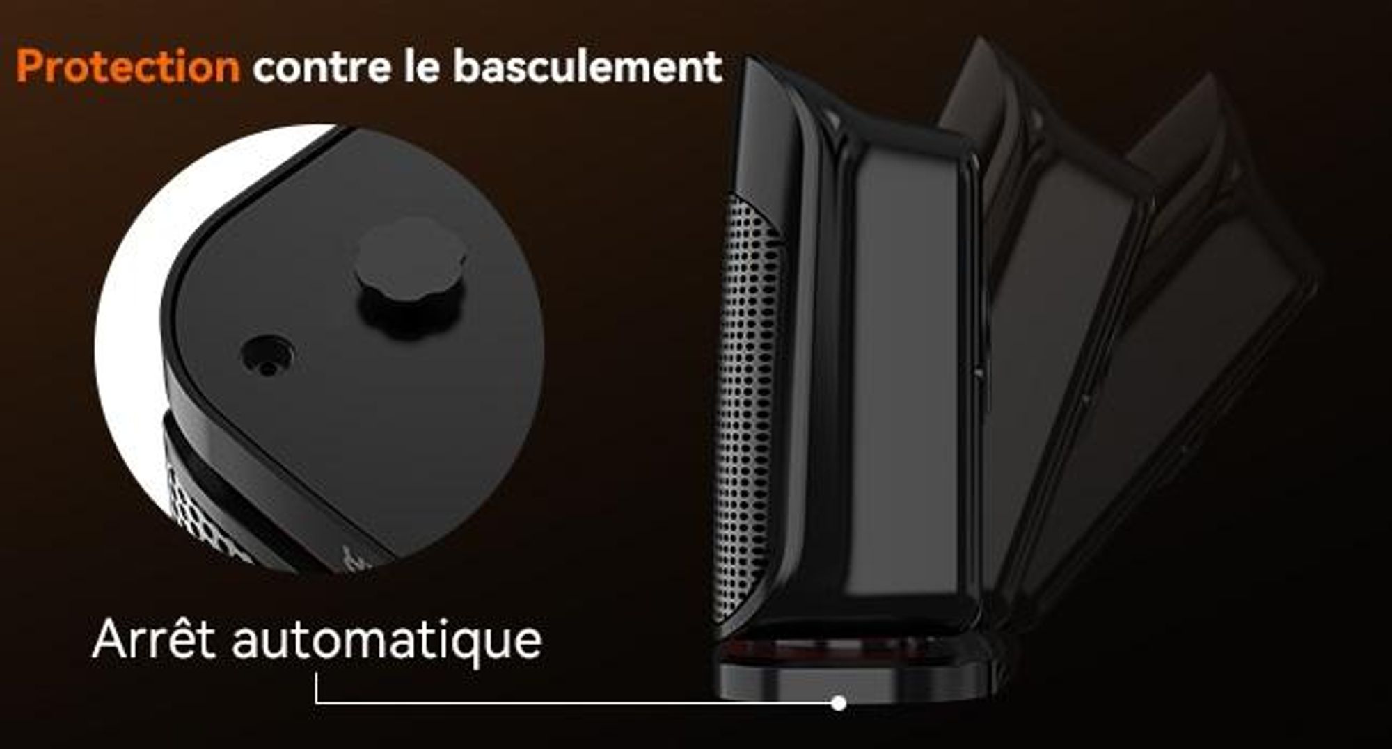 YASHE Chauffage soufflant PTC924R-H, 1800 W, ECO, noir
