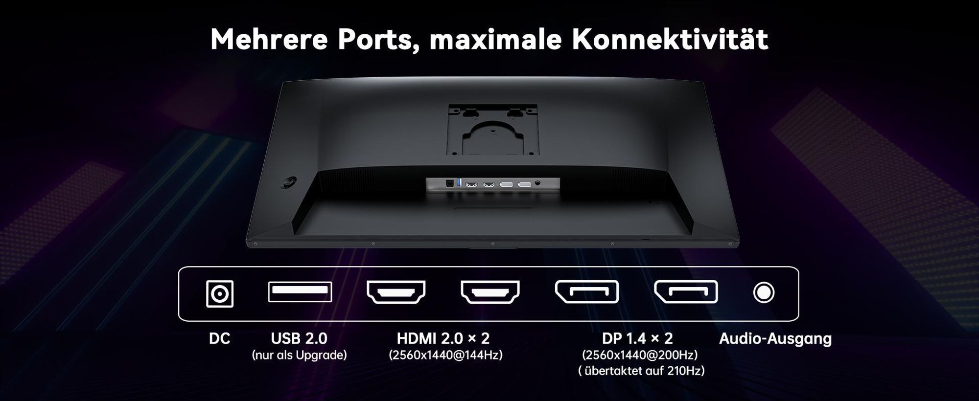 KTC H27T7P-2 27 Zoll Gaming Monitor WQHD 2560×1440 Fast IPS 210Hz 1ms HDR400 FreeSync G-Sync höhenverstellbar