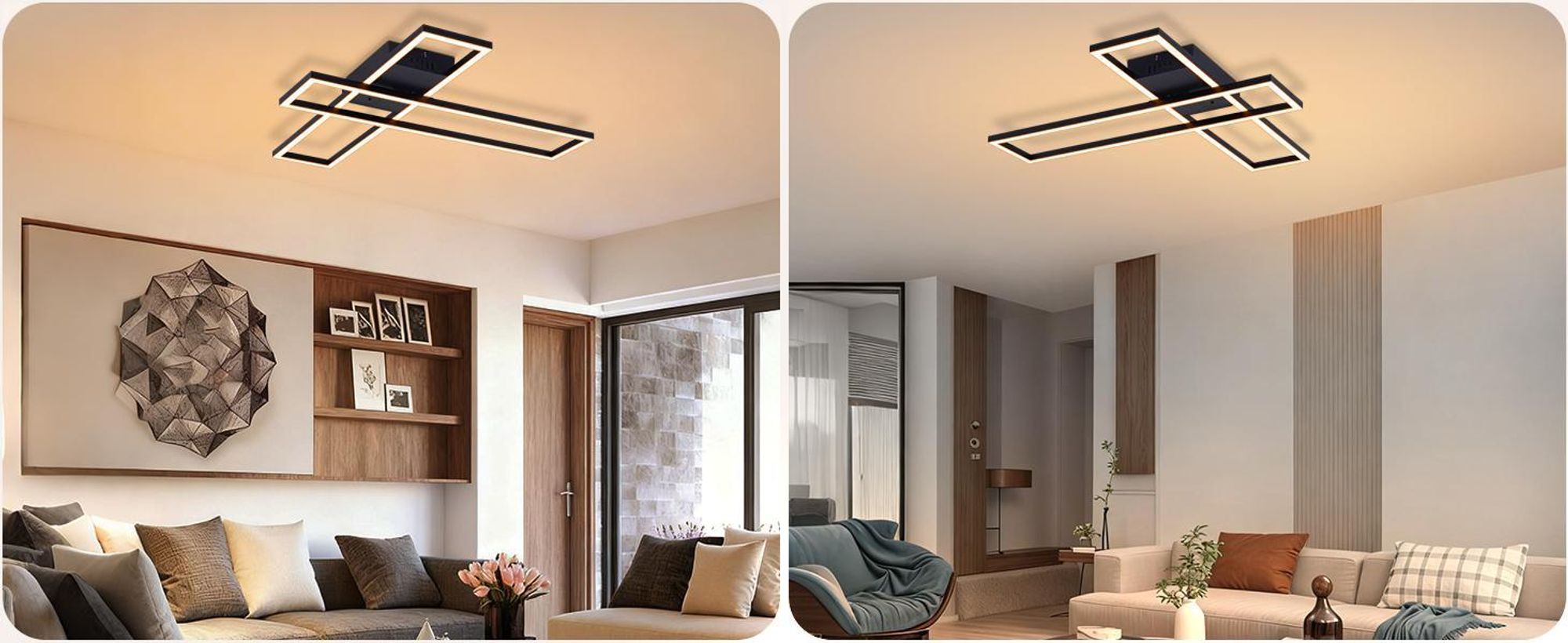 ZMH Stropní svítidlo do obývacího pokoje LED stropní lampa 42 W Lampa do obývacího pokoje Plynule stmívatelná lampa do kuchyně Černá stropní svítidla Stropní osvětlení do kuchyně