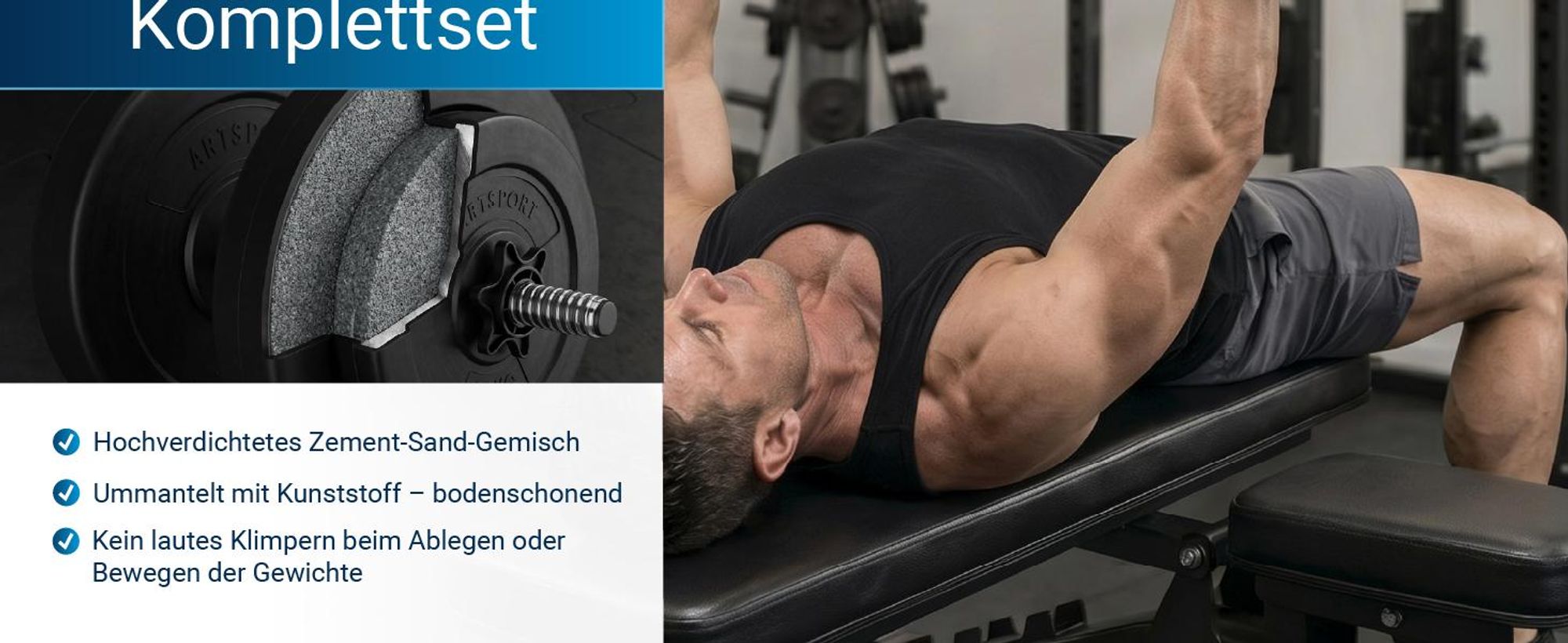 ArtSport 2er Hantelset 40kg - Kurzhantel Set mit 2 Kurzhanteln - 12 Gewichte