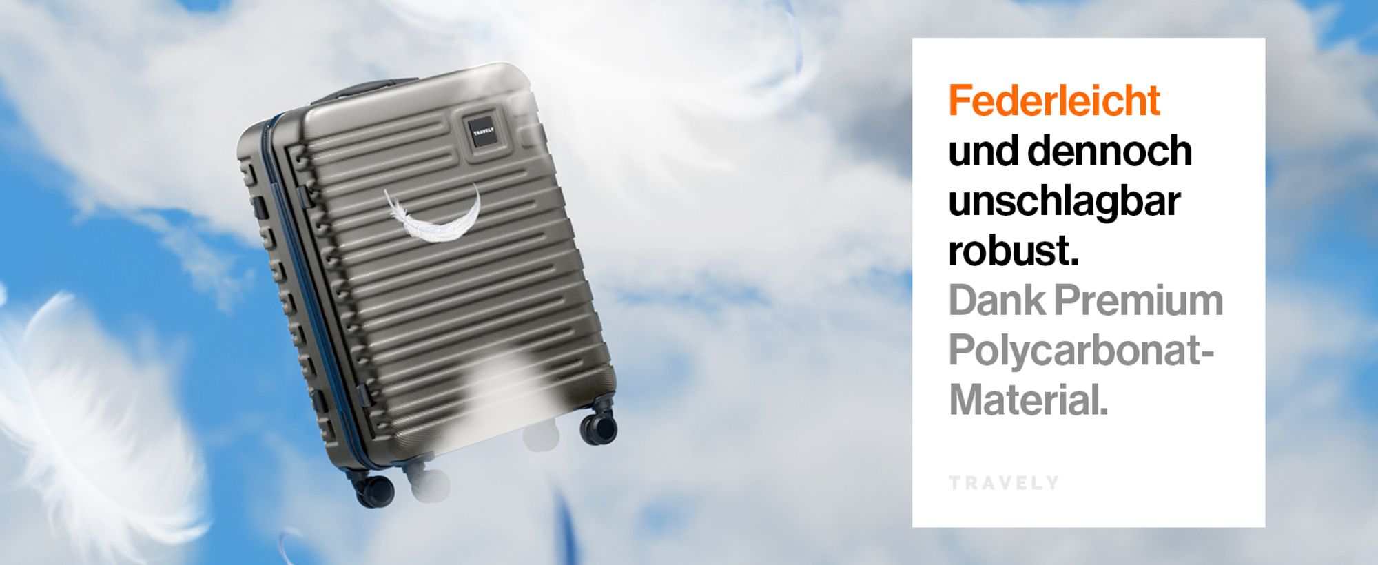 Travely Polycarbonat Koffer Groß 67cm L - 60L Innenvolumen - sehr robuster Hartschalen Koffer mit sanften Rollen & TSA Schloss, Reisekoffer, Koffer & Trolleys, Reisekoffer mit Rollen