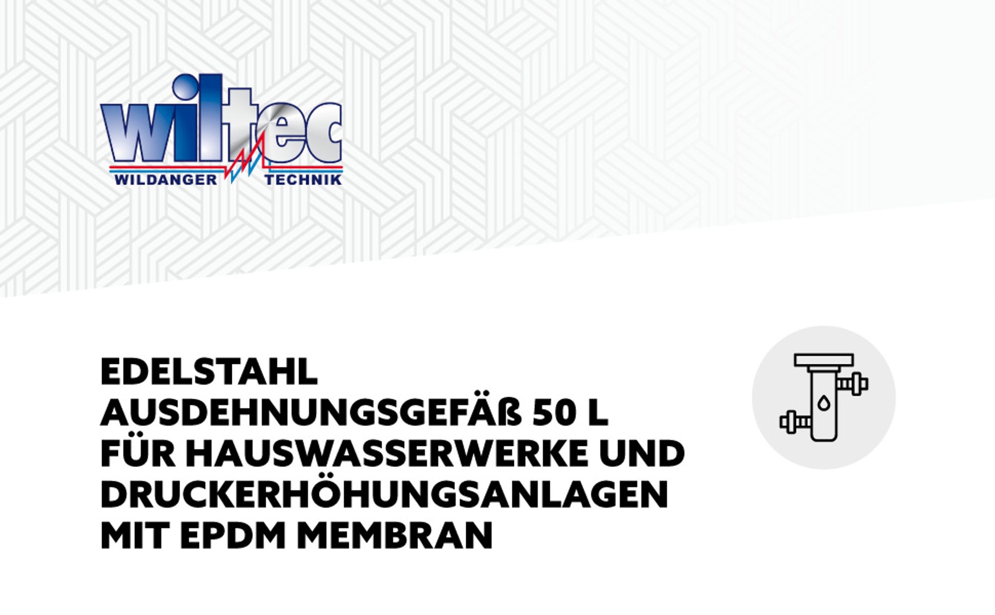 Wiltec Edelstahl Ausdehnungsgefäß 50 Liter, horizontaler Membrankessel für Hauswasserwerke und Druckerhöhungsanlagen mit EPDM Membran