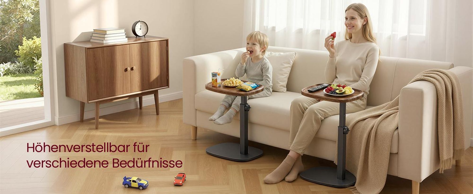 VASAGLE Sofatisch höhenverstellbar, C-Form Beistelltisch, Couchtisch für Wohnzimmer, 30 x 40 x 69 cm, walnussfarben-schwarz