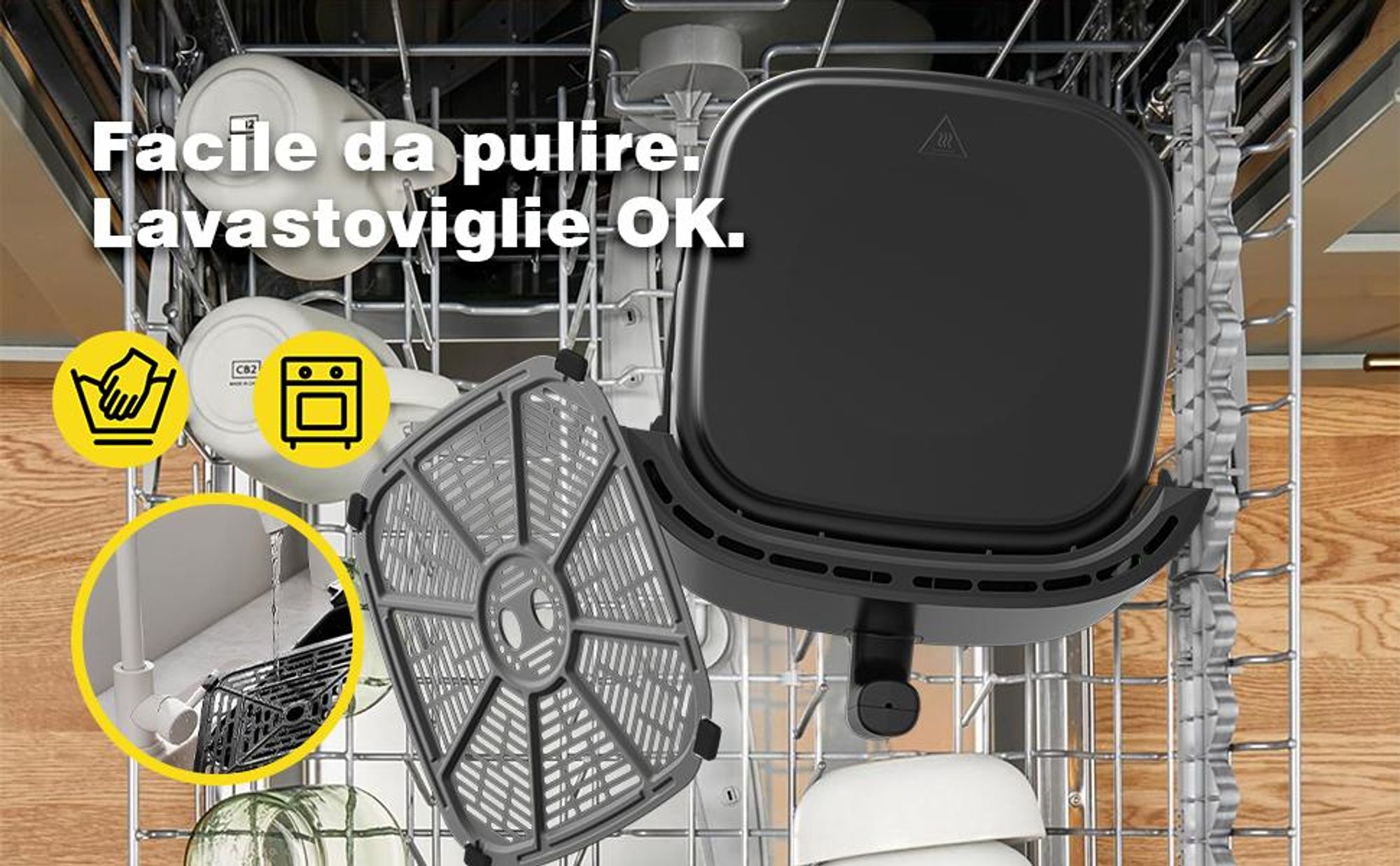 Friggitrice ad aria 9L grande capacità|9 programmi preimpostati|2350W alta potenza|Circolazione aria calda 360°|Schermo touch LED