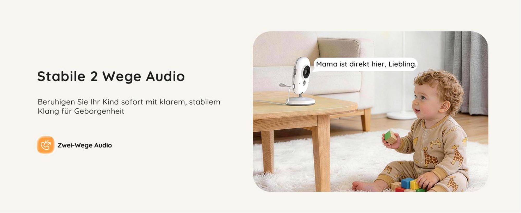 BOIFUN Babyphone mit 2 Kameras Ohne WLAN 4 Zoll 720P Monitor Nachtsicht Schallerkennung Einfach zu bedienen 2 Wege Audio 3X Zoom mit Halterung