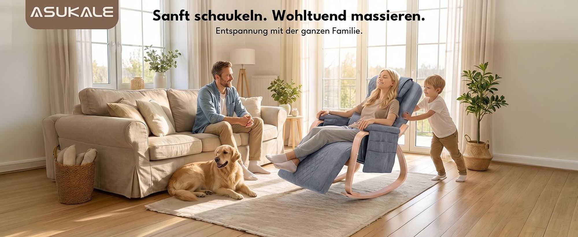 Schaukelmassagesessel, komfortabler Relaxsessel mit Massagefunktion für Zuhause