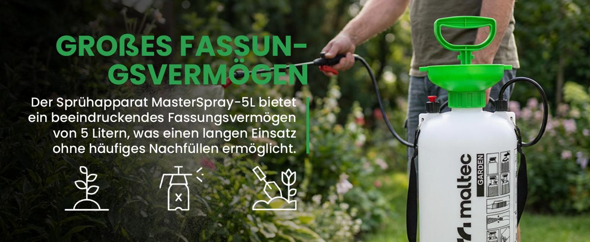 5 Liter Drucksprüher mit verstellbarer Düse für Garten Sprühgerät Pflanzenspritze 3,2 bar