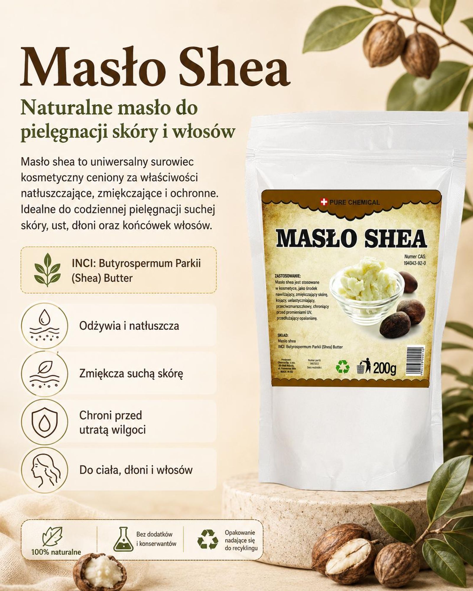 Masło shea naturalne masło do pielęgnacji skóry i włosów