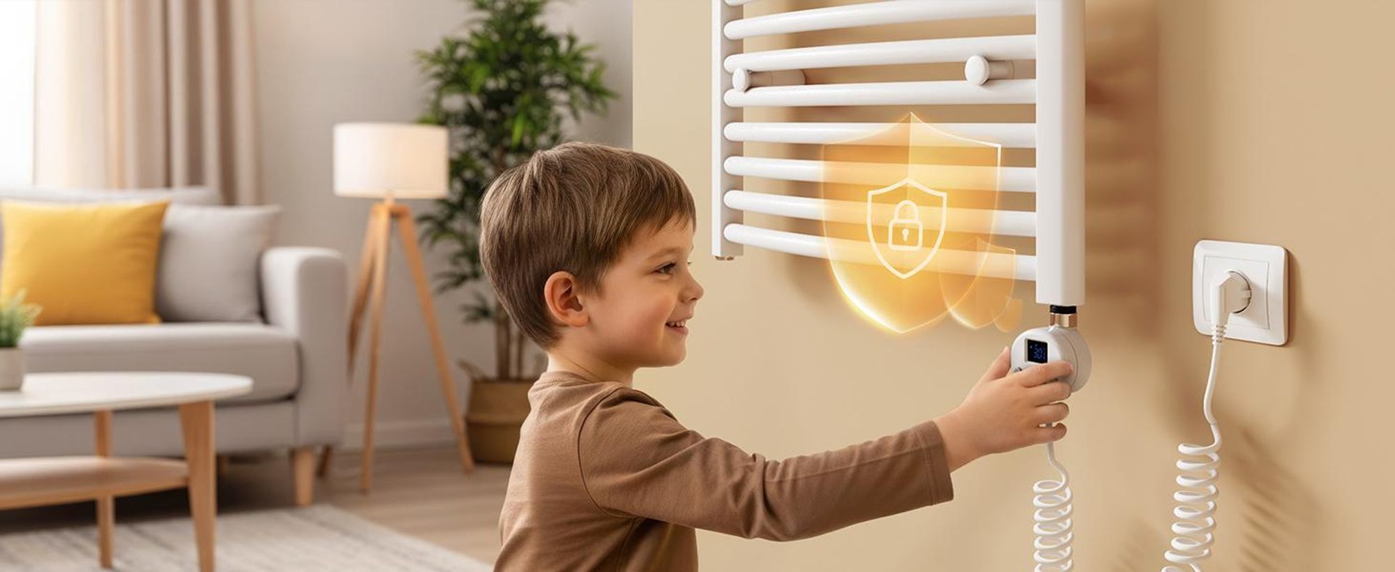 EMKE Heizstab 1200W mit Wifi App Steurung Timer Funktion, weiß, 4 Heizmodi Childlock Google Home Sprachsteuerung für Badheizkörper