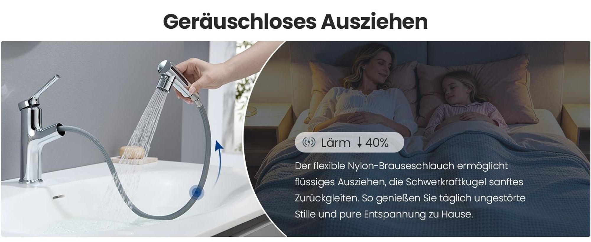 Cecipa ausziehbar Wasserhahn Bad Waschtischarmatur Chrom, Waschbeckenarmatur mit Brause, Badarmatur Kalt Warm Mischbatterie ausziehbar Chrom