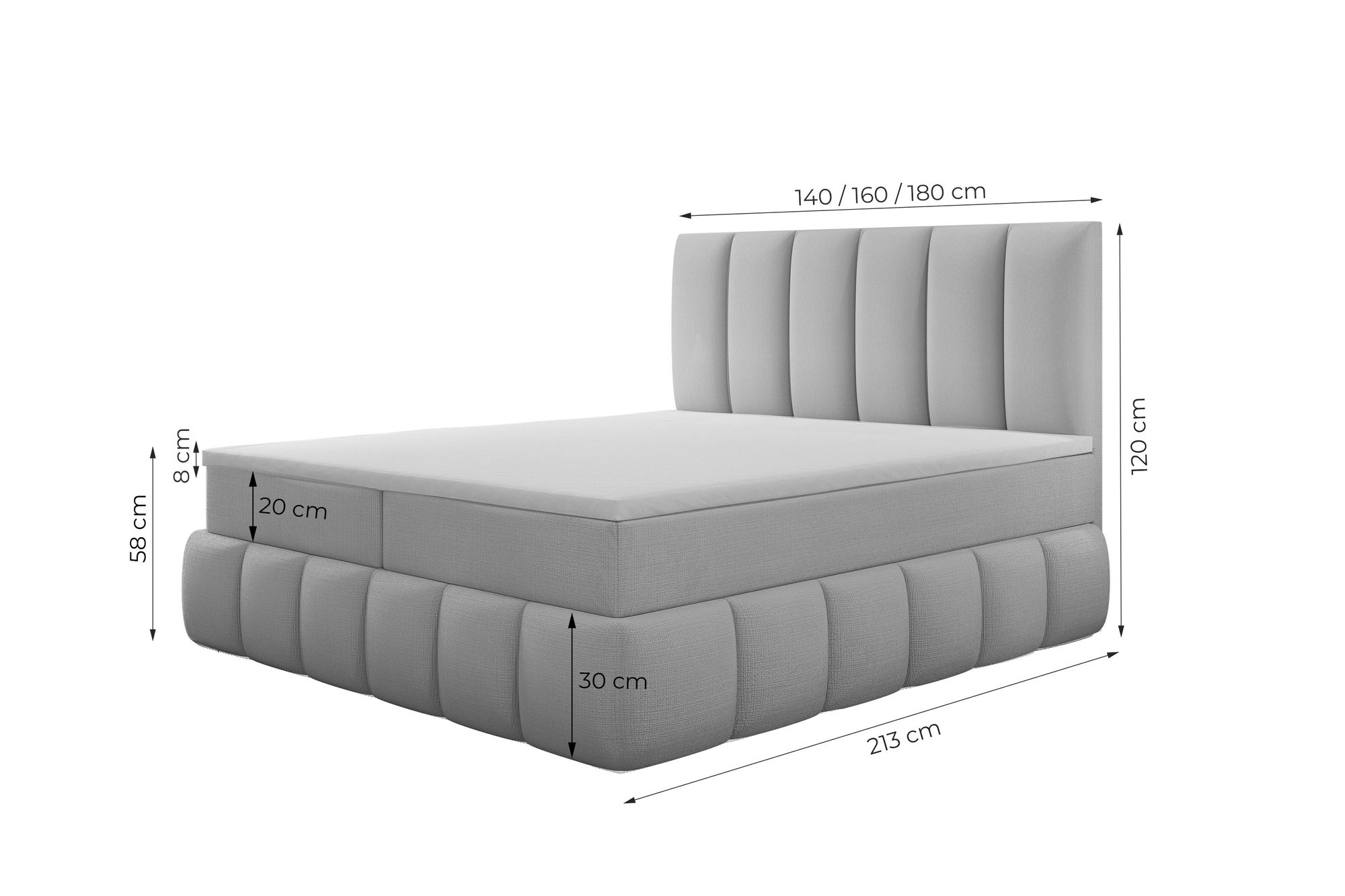 VELAR Boxspringbett mit bettkasten "BALI PLUS", 120 cm, Beige