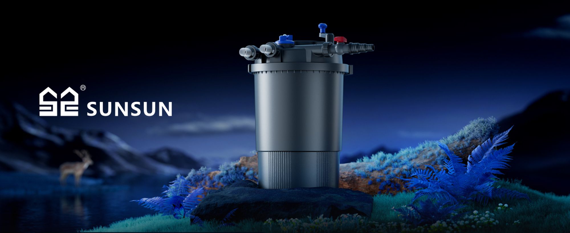 SunSun CPF-30000 Druckteichfilter 12.000 l/h / 55 W UVC Einheit, Teichdruckfilter für Teiche bis 60.000 Liter, Teichklärer, Filteranlage