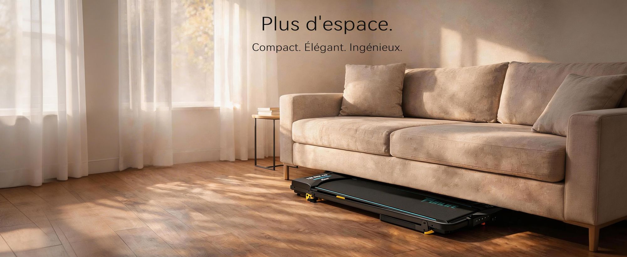 FunLife F4 Tapis de course pliable, Walking Pad 4-en-1 avec inclinaison de 7 %, silencieux pour la maison et le bureau, adapté aux sen, bleu