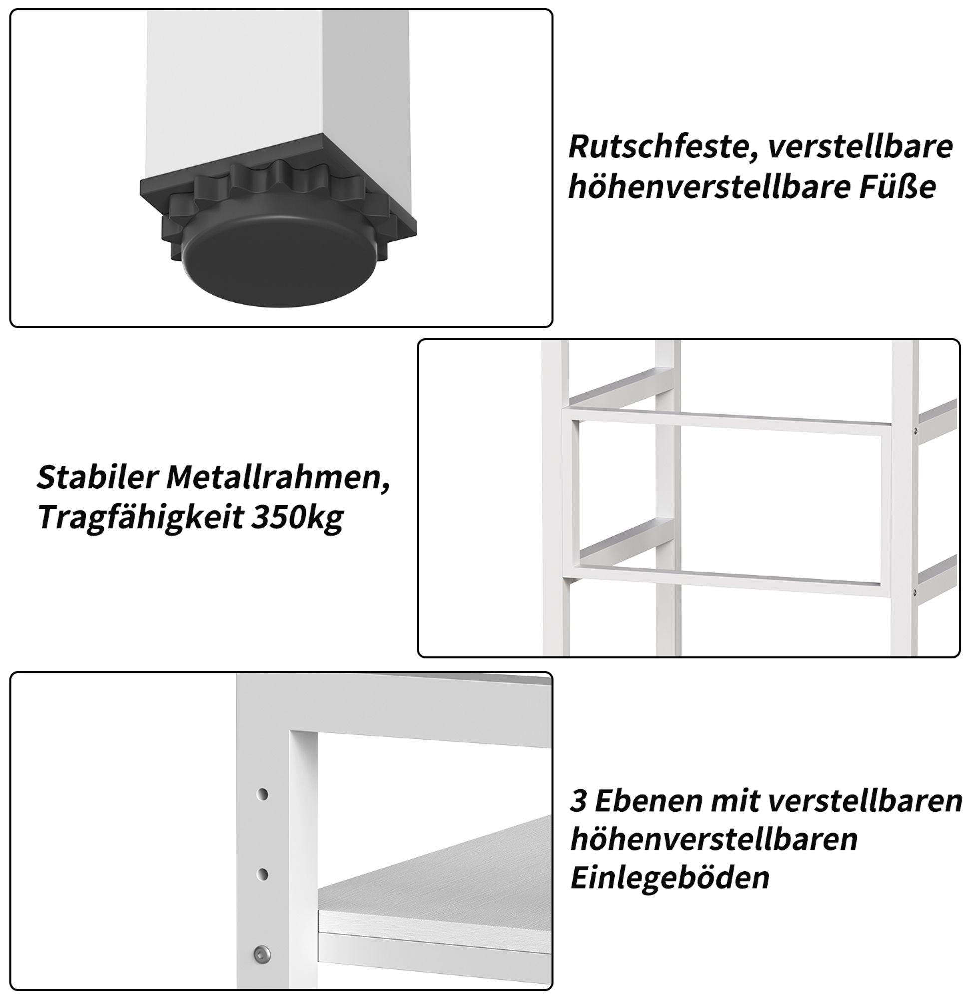 TWSOUL Waschmaschinenumbauschrank Waschmaschinenständer，Metallrahmen，Doppelschicht , 73cm*64cm*110cm，Tragfähigkeit 350 kg
