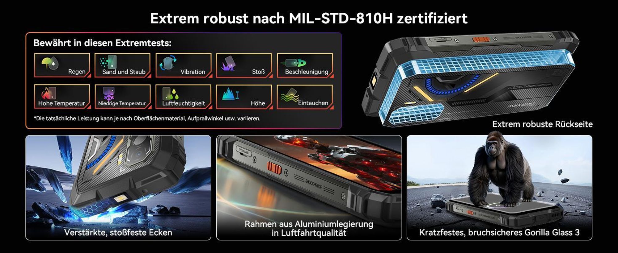 Blackview ROCK 3  Outdoor Smartphone Ohne Vertrag, 32+256GB, Android 16, 108MP, 6.78", 120Hz, 10000mAh,kabelloses Laden,Thermal Imaging, IP68/IP69K