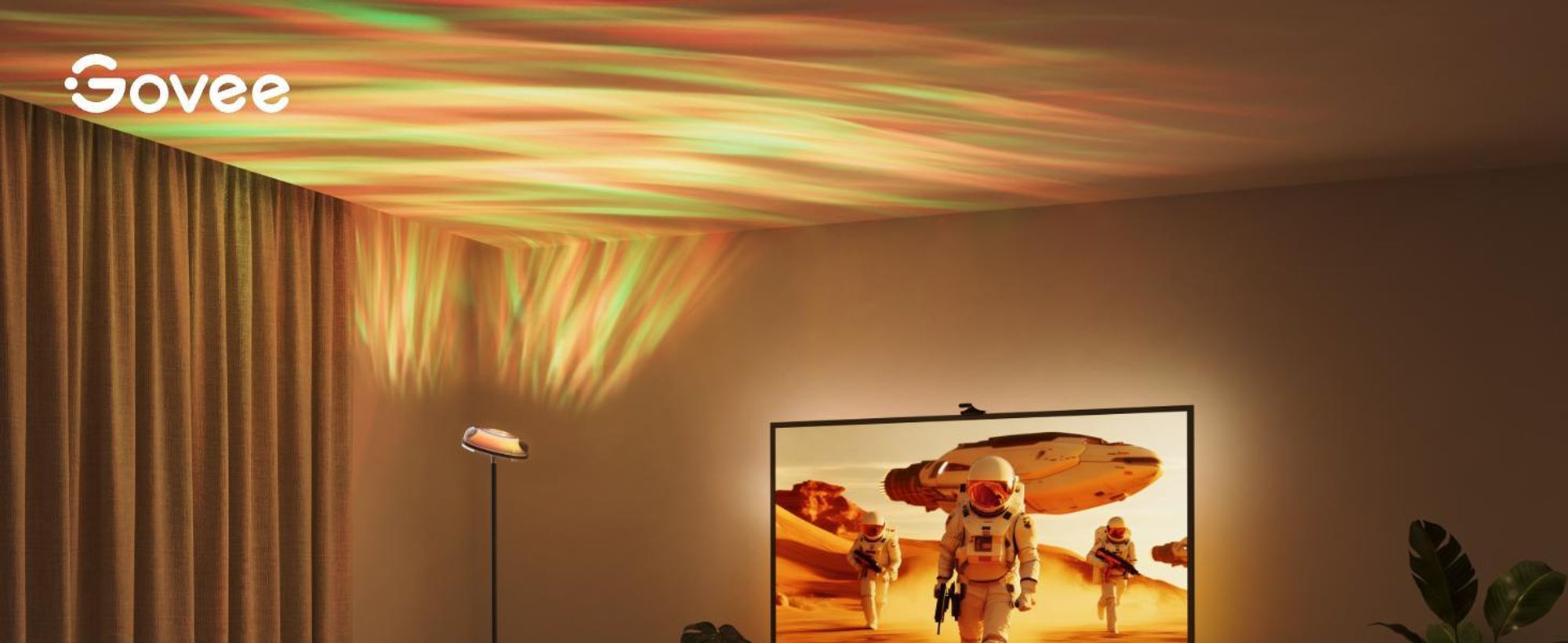 Govee Stehlampe Wohnzimmer Deckenfluter Wellenbeleuchtung RGBICWW, Dreizonenbeleuchtung Stehlampe, 2700-6500k, Kompatibel mit Matter und Alexa