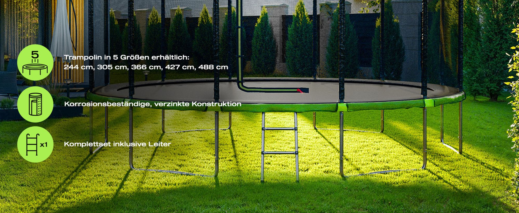 Trampolin Outdoor Gartentrampolin 488cm 16FT Hop-Sport